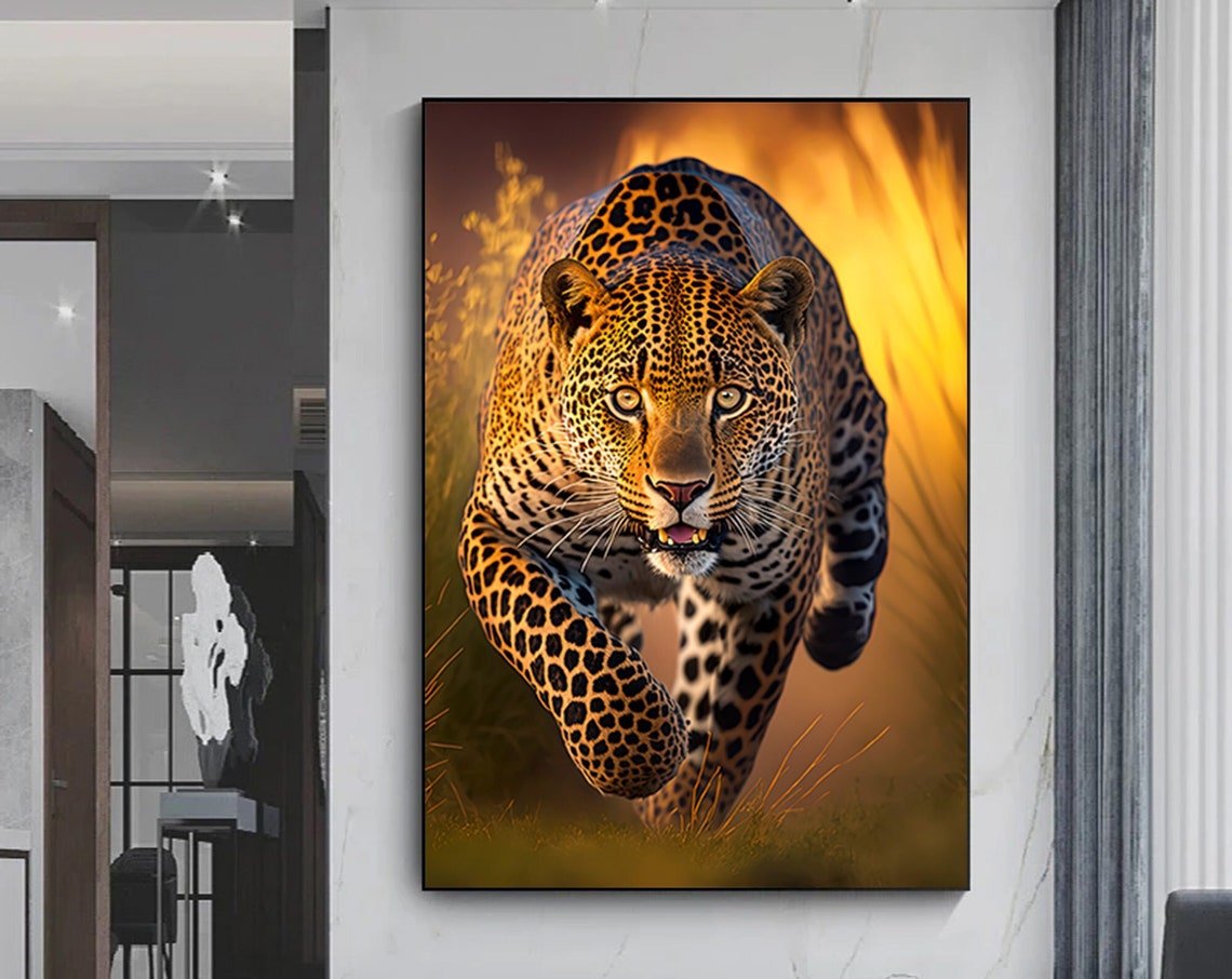 Leopard Canvas Painting Animal Wall Decor Art Home Gift Ready To Hang