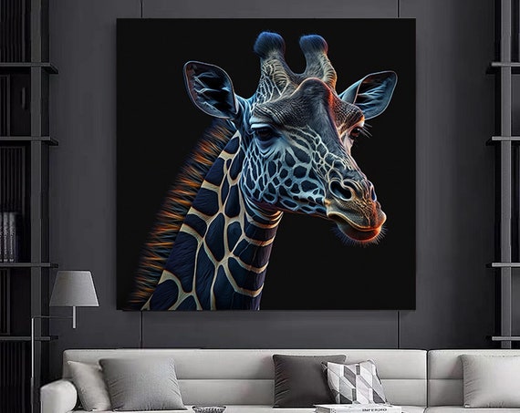 Colorful Cute Giraffe Wall Art Decor Animal Canvas Painting
