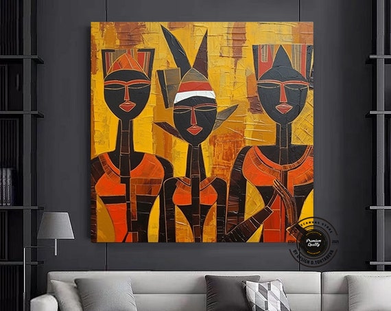 African Wall Symbols Canvas Painting Culture Home Decor Luxury Art Fashion Large Gift
