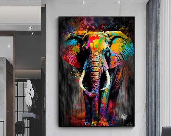 Abstract Elephant Graffiti Art Print, Modern Animal