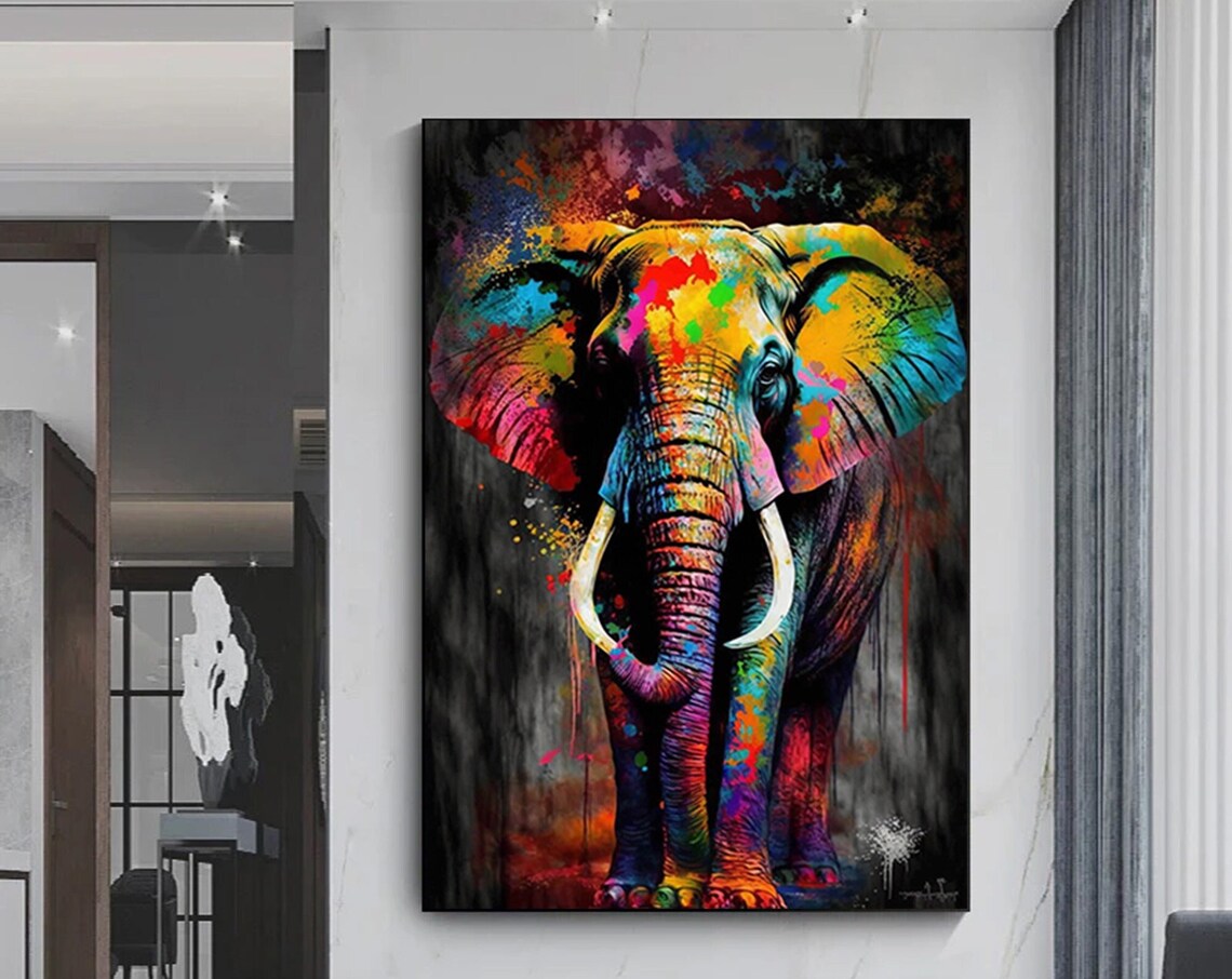 Abstract Elephant Graffiti Art Print, Modern Animal