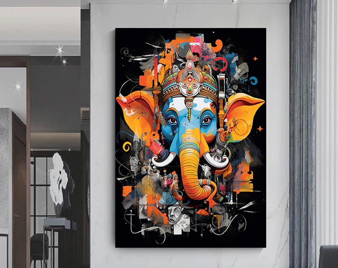 Ganesha Elephant God Colorful Pop Art Hindu Deity Divine Poster