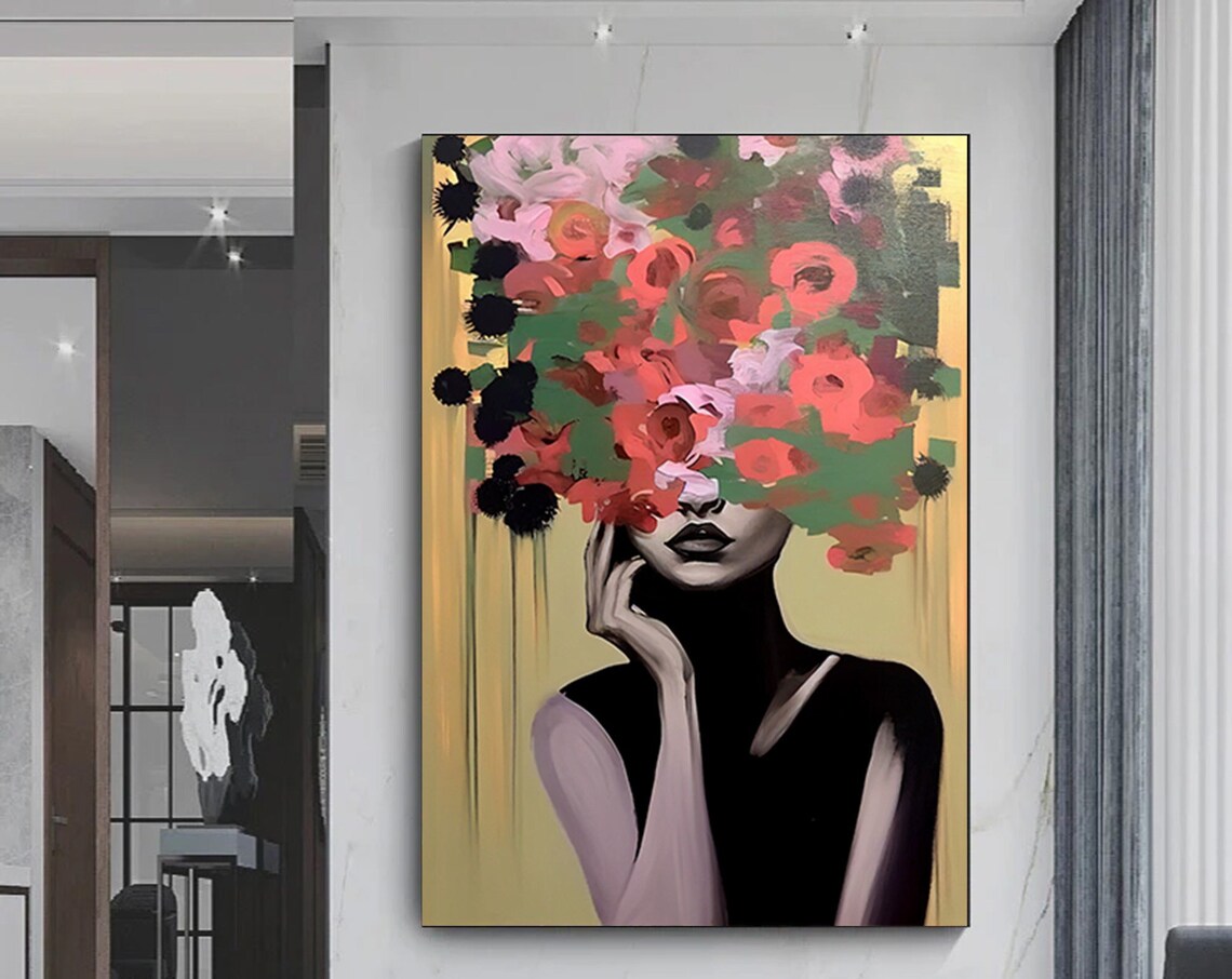 Woman With Flowers, Botanical Wall Art Print