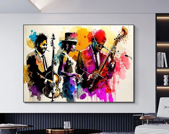 Jazz Musician Watercolor Wall Art Print, Modern Decor