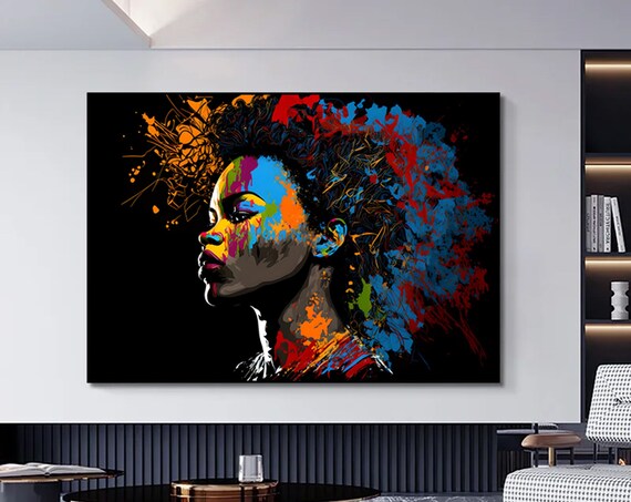 Modern Afro Woman Graffiti Wall Artwoman Decor