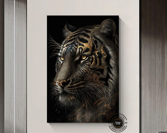 Gold Tiger Wall Art Canvas Print Decor