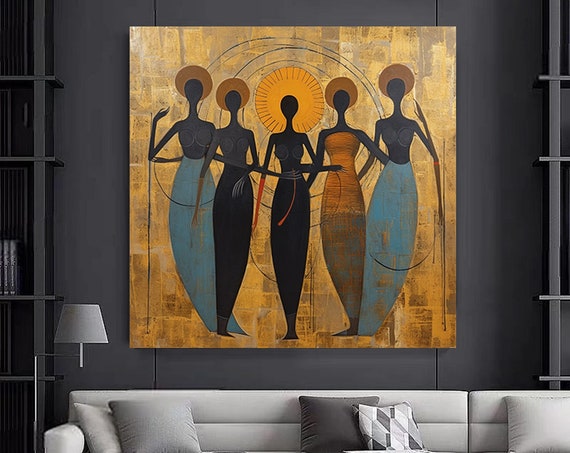 African Culture Wall Art Decor Local Women Abstract Canvas Gift