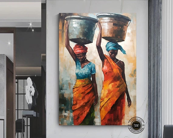 African Women Portrait Culture Tribe Wall Art Decor Oil Painting Modern Home
