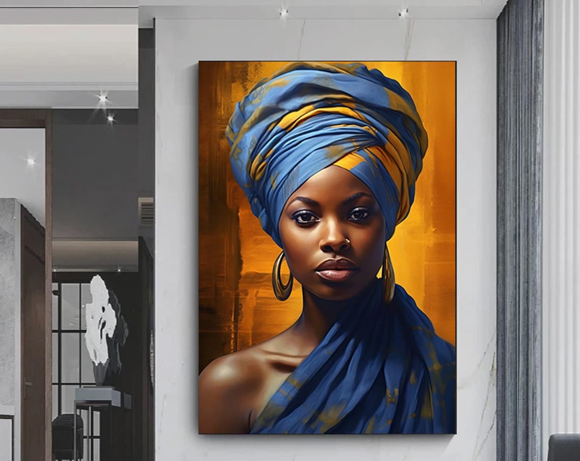 Modern African Woman Painting Wall Art Poster Home Decoration For Living Room Print On Canvasethnic Ladies Artafrican Lady