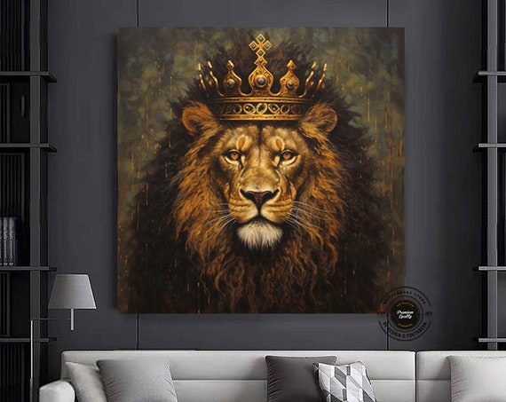 King Lion Wall Art Canvas Abstract Animal Print Colorful Painting Printking