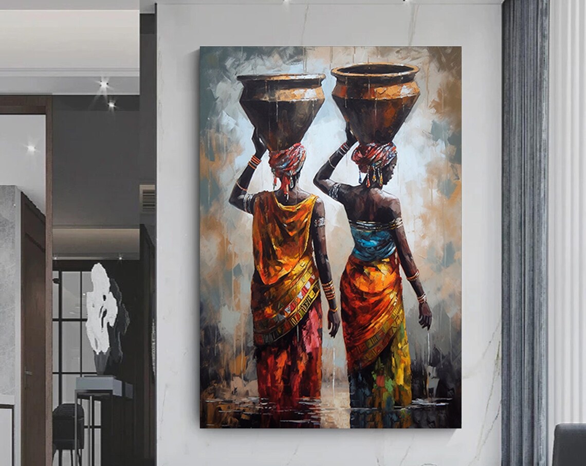 African Culture Abstract Art Print, Ethnic Ladies