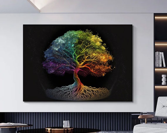 Tree Of Life Wall Art Canvas Home Decor Living Room Printed Colorful Ready To Hang