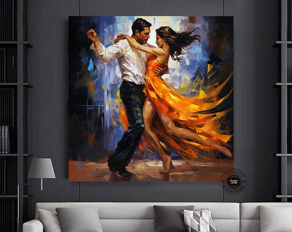 Canvas Home Decor Large Couple Dancing Painting Print Music Room Art Tango Framed Ready To Hang