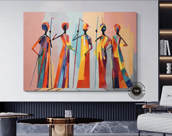 African Culture Wall Art Decor Local Women Abstract Canvas Gift
