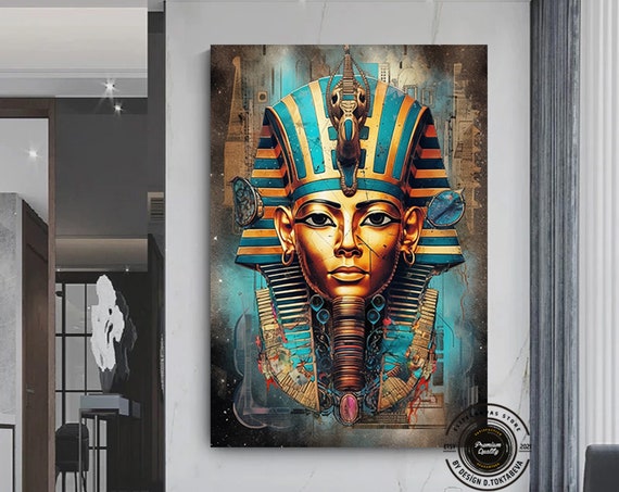 Tutankhamun Abstract Canvas Print Pharaoh Egyptian Decor Ancient Egypt Art Home Decoration