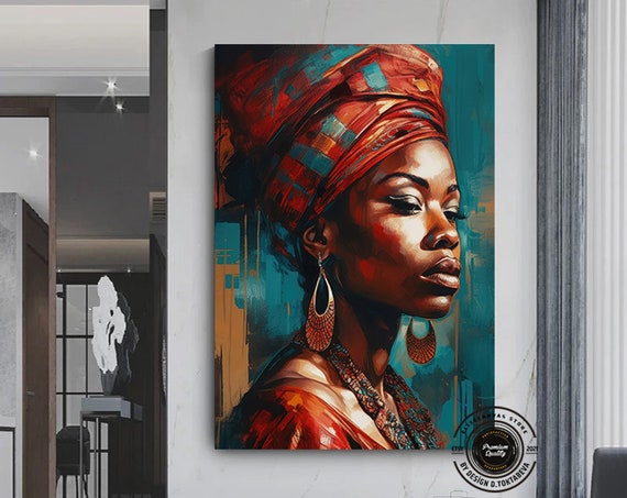 African Woman Canvas Wall Art Ethnic Decor