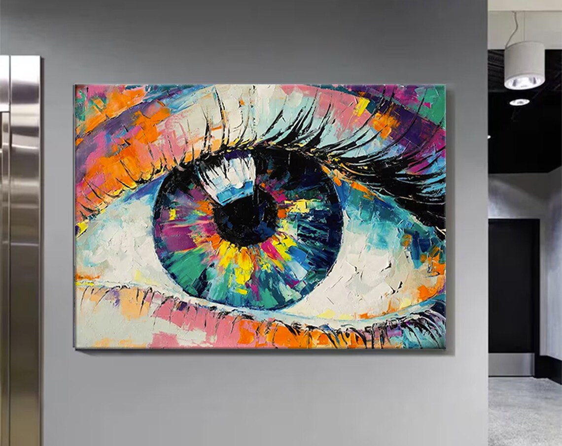 Colorful Human Eye Close Up Palette Knife Oil Painting Poster