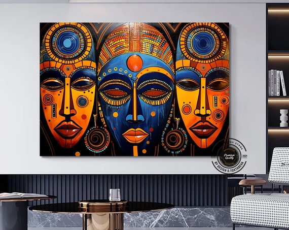 Abstract African Tribal Wall Decor Gods Symbol Afro Culture Art Face
