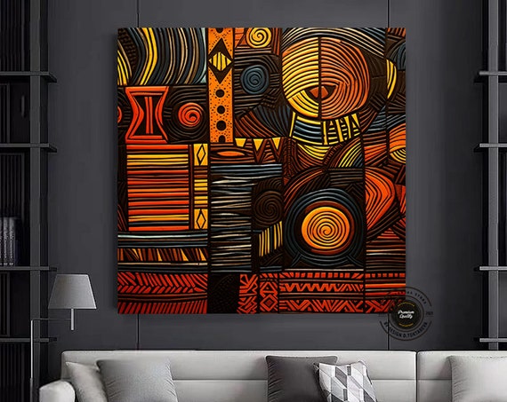 African Culture Wall Art Decor Symbol Canvas Painting Abstract Africa Gift