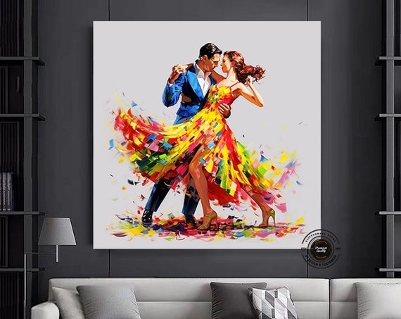 Canvas Home Decor Large Couple Dancing Painting Print Music Room Art Tango Framed Ready To Hang