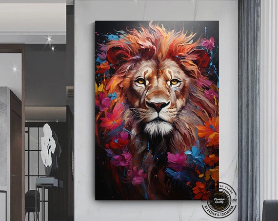 Lion Colorful Abstract Framed Poster Wall Art Print Home Decor Painting