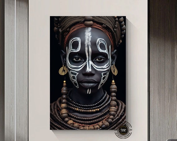 African Women Portrait Culture Tribe Wall Art Decor Oil Painting Modern Home