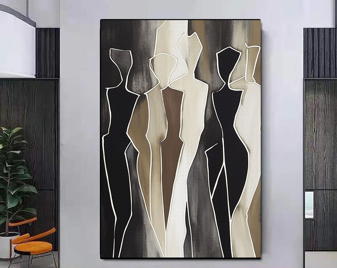 Abstract Line Figures Minimalist Beige Body Modern Art Poster