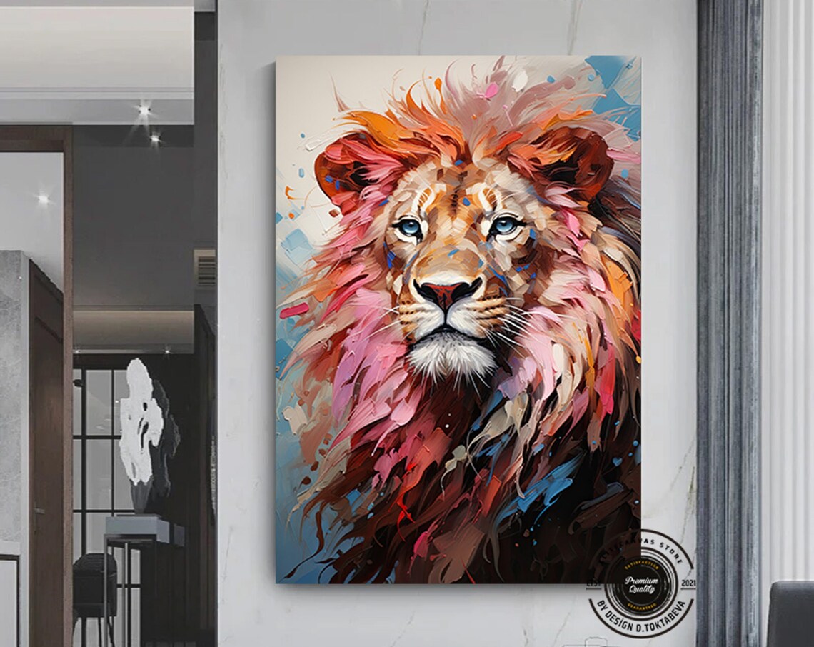 Lion Colorful Abstract Art Print, Home Decor