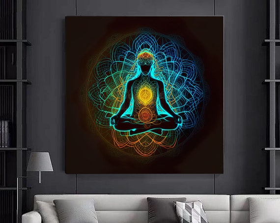 Canvas Painting Art Poster Prints Buddha Meditation 7 Chakras Yoga Sport Wall Living Room Bedroom Decor