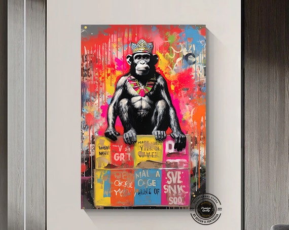 Graffiti Canvas Art Print Pop Wall Large Monkey Painting Street Printss