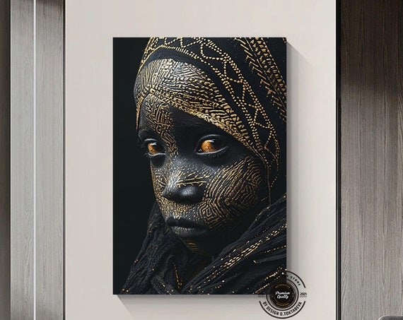 Black Boy Art Print African Wall Framed Above Bed Child Colorful Abstract