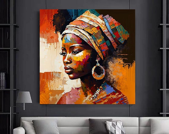 Colorful African Woman Canvas Art Modern Print Fashion Decor Wall