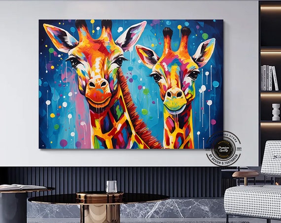 Graffiti Canvas Art Giraffe Street Prints Colorful Animal Wall Painting