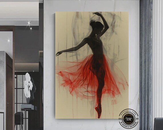 Modern Ballet Canvas Painting Abstract Ballerina Print Wall Art Decor Dance Woman Housewarming Gift