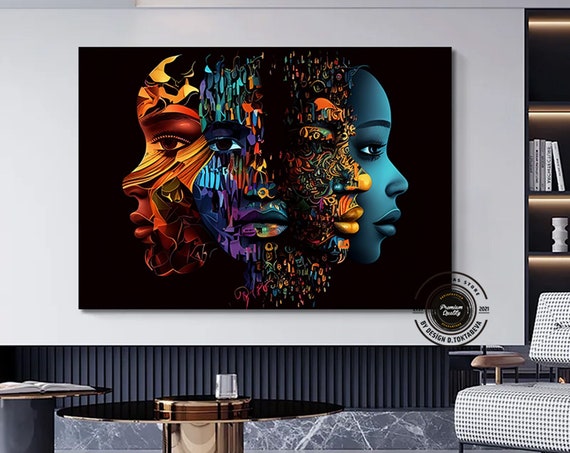 Black Women Art Prints Poster African Painting Girl Wall Canvas Modern Print Over The Bed Abstract