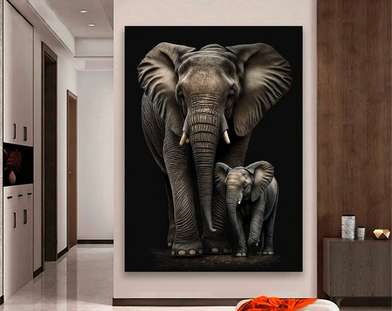 Elephant And Baby Art Decor Canvas Artcanvas Wall