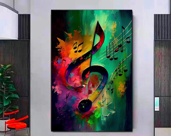 Musical Note Watercolor Rainbow Bright Colors Music Lover Print