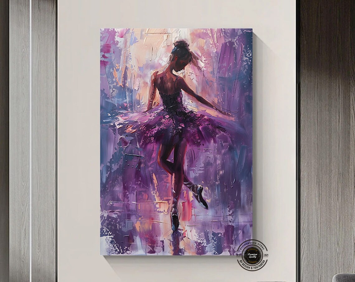 Ballerina Dancer Purple Tutu Impressionist Oil Painting Art Poster
