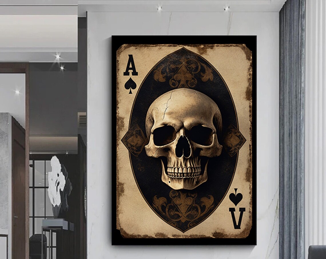 Ace Of Spades Skull Vintage Playing Card Gothic Poker Poster