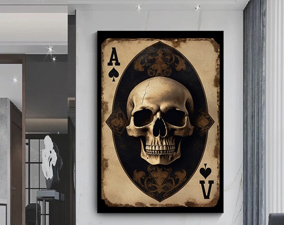 Ace Of Spades Skull Vintage Playing Card Gothic Poker Poster