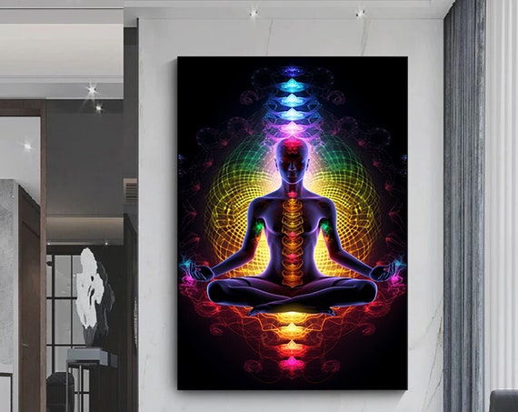 Canvas Painting Art Poster Prints Buddha Meditation 7 Chakras Yoga Sport Wall Living Room Bedroom Decor