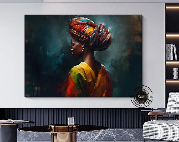 Colorful African Woman Canvas Art Modern Print Fashion Decor Wall