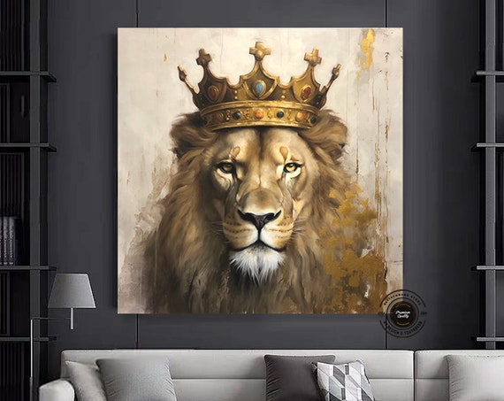 King Lion Wall Art Canvas Abstract Animal Print Colorful Painting Printking
