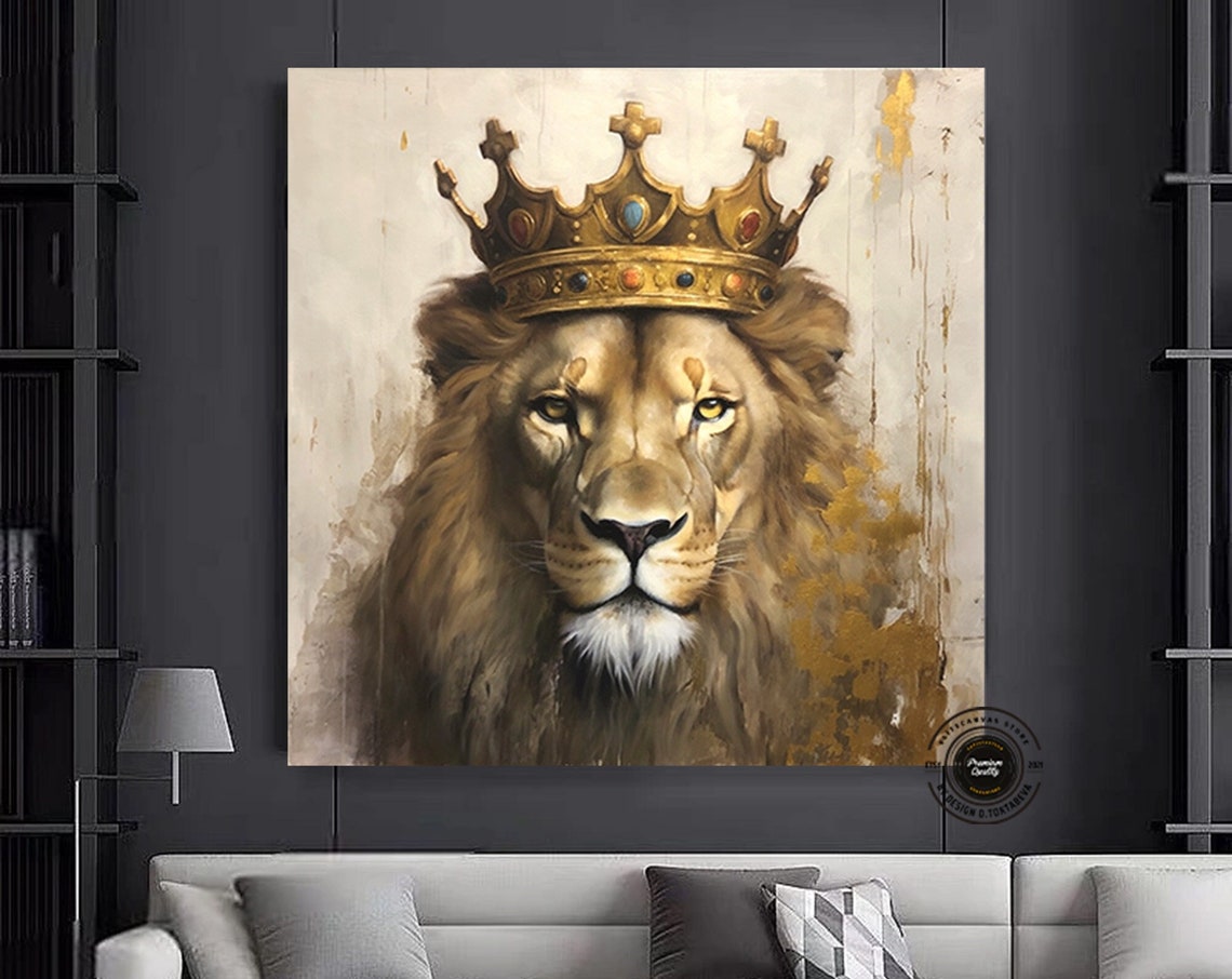 King Lion Wall Art Canvas Abstract Animal Print Colorful Painting Printking