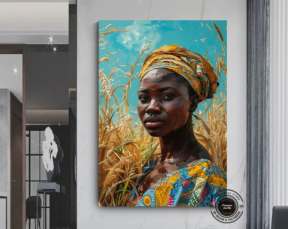 African Women Portrait Culture Tribe Wall Art Decor Oil Painting Modern Home