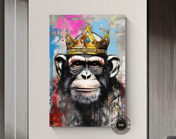 Graffiti Canvas Art Print Pop Wall Large Monkey Painting Street Prints