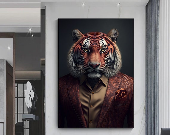 Tiger Man In Suit Canvas Wall Art Decortiger Print