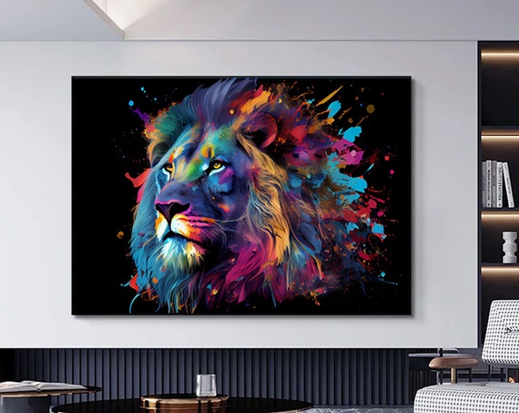 Abstract Canvas Art Lion Paintinglion Colorful Painting Poster Print Wall Picture Living Room Home Decor