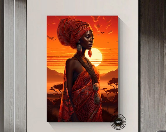 African Culture Wall Art Decor Local Women Abstract Canvas Gift