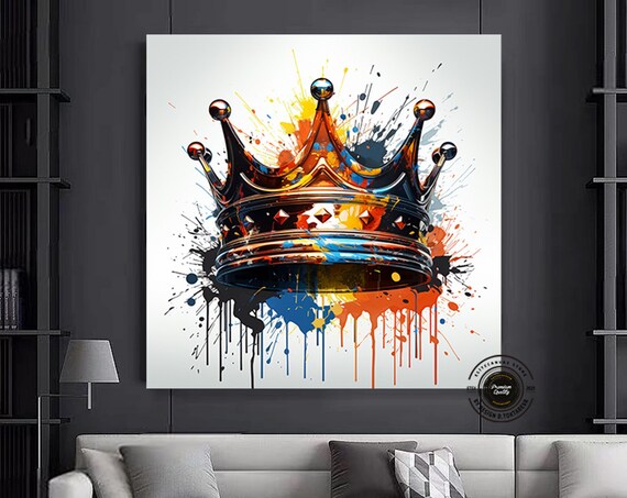 Royal Crown Paint Splatter Drip Modern Pop Art Style Wall Poster